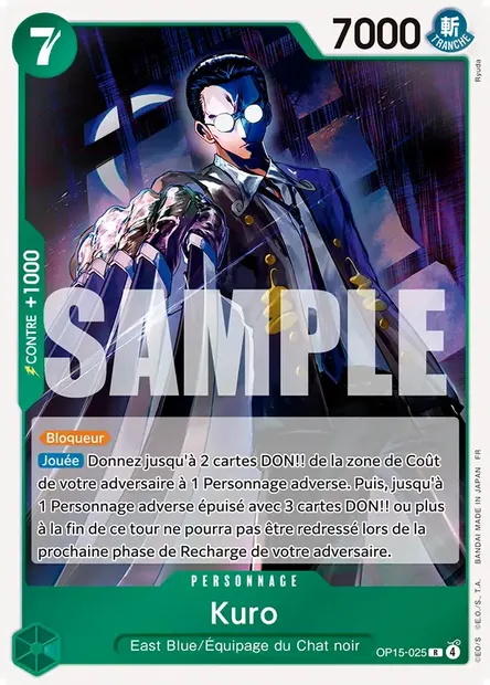 Kuro, carte One Piece OP15-025 — extension AVENTURE SUR L'ÎLE DE DIEU