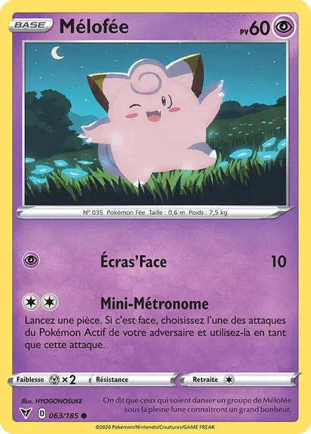 Mélofée, carte Pokémon VIV 63 — extension Voltage Éclatant