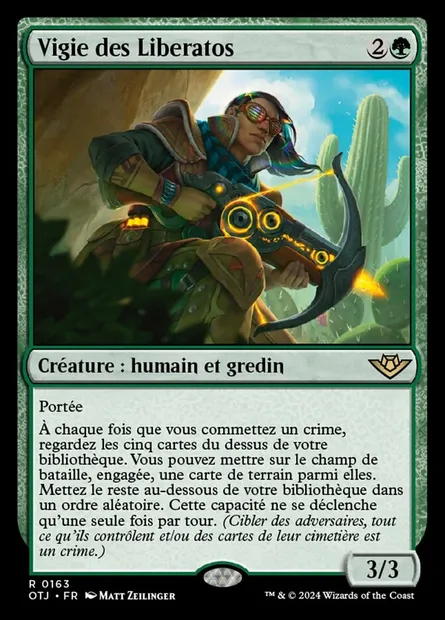 Vigie des Liberatos, carte Magic OTJ 163 — extension Outlaws of Thunder Junction