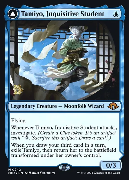 Tamiyo, Inquisitive Student // Tamiyo, Seasoned Scholar, Magic card PMH3 242s — Modern Horizons 3 Promos set