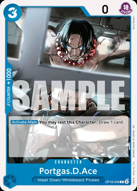 Portgas.D.Ace, One Piece card OP16-049 — THE TIME OF BATTLE set