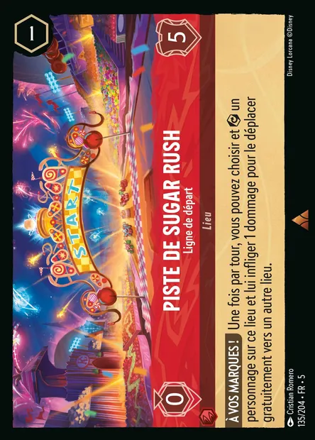Piste de Sugar Rush - Ligne de départ, carte Disney Lorcana CH5-135 — extension Ciel Scintillant