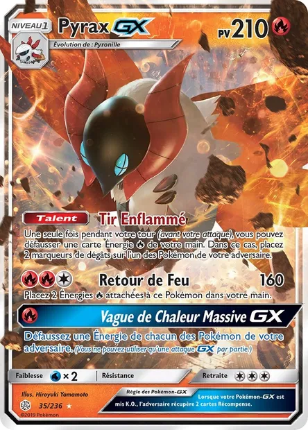 Pyrax GX, carte Pokémon CEC 35 — extension Éclipse Cosmique