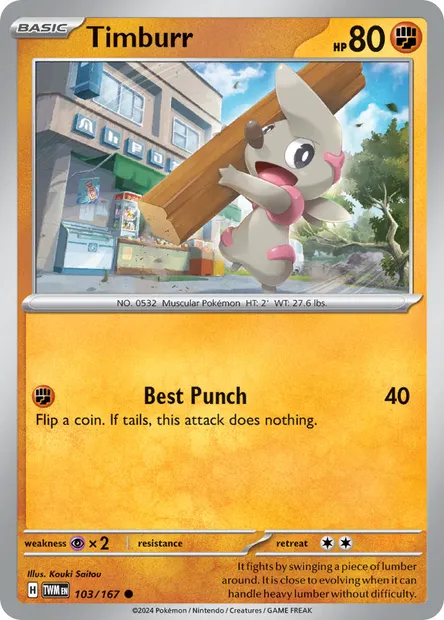 Timburr, Pokémon card TWM 103 — Twilight Masquerade set