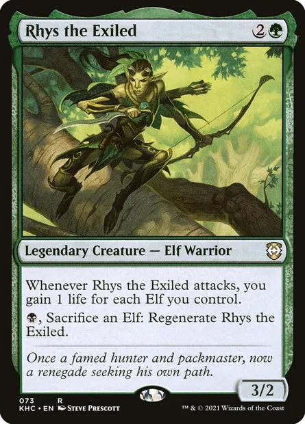 Rhys the Exiled, Magic card KHC 73 — Kaldheim Commander set