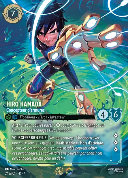 Hiro Hamada - Concepteur d'armures, carte Disney Lorcana P2-024b — extension P2