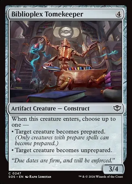 Biblioplex Tomekeeper, Magic card SOS 247 — Secrets of Strixhaven set