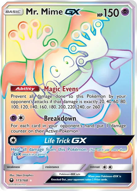 Mr. Mime GX, Pokémon card CES 173 — Celestial Storm set