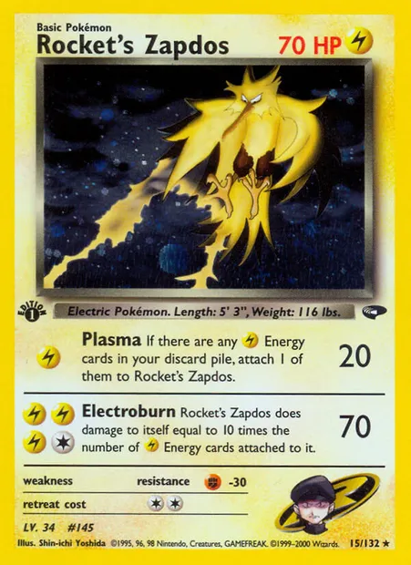 Rocket's Zapdos, Pokémon card GC 15 — Gym Challenge set