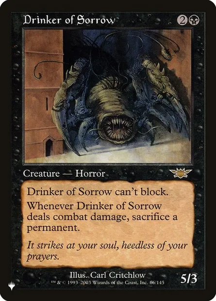 Drinker of Sorrow, Magic card PLST LGN-66 — The List set