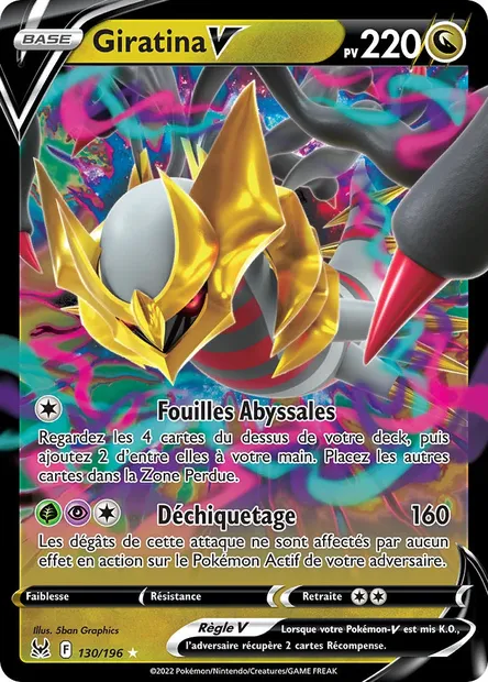 Giratina V, carte Pokémon LOR 130 — extension Origine Perdue