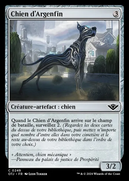 Chien d'Argenfin, carte Magic OTJ 249 — extension Outlaws of Thunder Junction