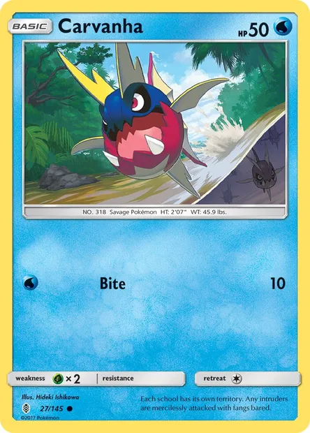 Carvanha, Pokémon card GRI 27 — Guardians Rising set