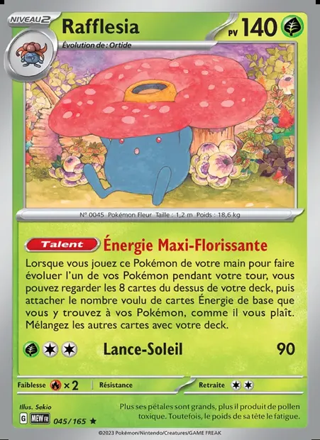 Rafflesia, carte Pokémon MEW 045 — extension 151