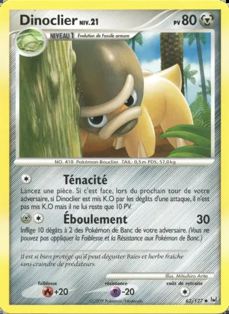 Dinoclier, carte Pokémon PL 62 — extension Platine
