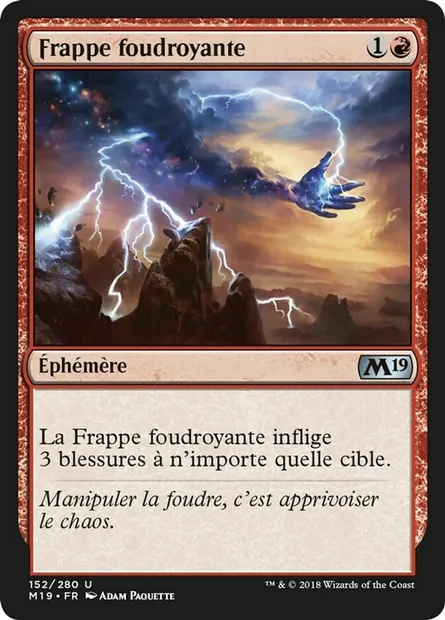 Frappe foudroyante, carte Magic M19 152 — extension Core Set 2019