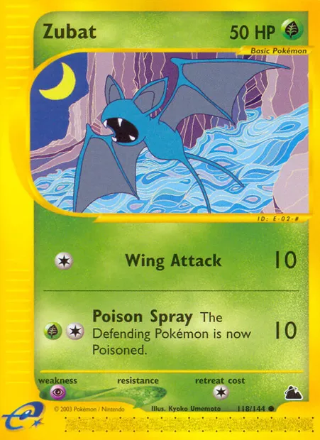 Zubat, Pokémon card SK 118 — Skyridge set