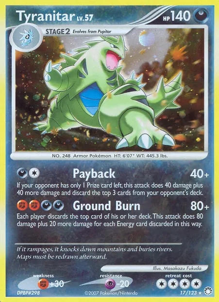 Tyranitar, Pokémon card MT 17 — Mysterious Treasures set