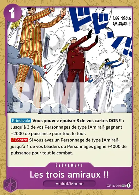 Les trois amiraux !!, carte One Piece OP16-076 — extension L'HEURE DE LA BATAILLE DÉCISIVE
