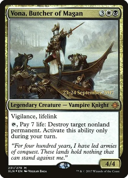 Vona, bouchère de Magan, carte Magic PXLN 231s — extension Ixalan Promos
