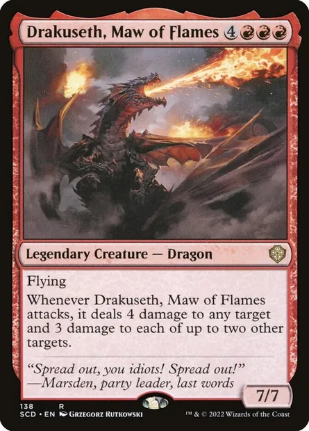 Drakuseth, gueule de flammes, carte Magic SCD 138 — extension Starter Commander Decks