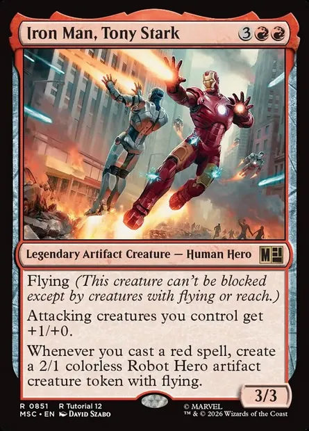 Iron Man, Tony Stark, Magic card MSC 851 — Marvel Super Heroes Commander set