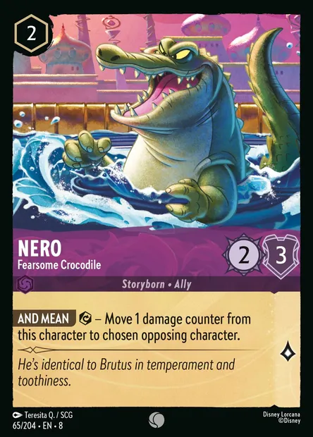 Nero - Fearsome Crocodile, Disney Lorcana card CH8-065 — The Reign of Jafar set