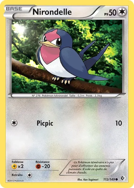 Nirondelle, carte Pokémon BCR 112 — extension Frontières Franchies