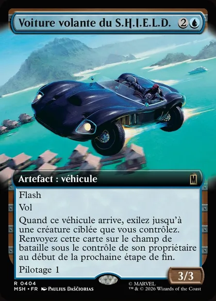 Voiture volante du S.H.I.E.L.D., carte Magic MSH 404 — extension Marvel Super Heroes