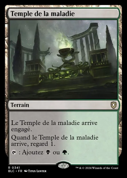 Temple de la maladie, carte Magic BLC 341 — extension Bloomburrow Commander
