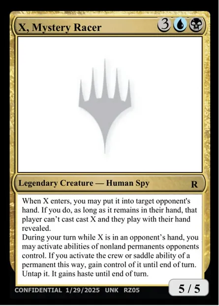 X, Mystery Racer, carte Magic UNK RZ05i — extension Unknown Event