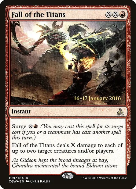 Chute des titans, carte Magic POGW 109s — extension Oath of the Gatewatch Promos