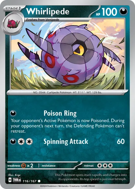 Whirlipede, Pokémon card TWM 116 — Twilight Masquerade set