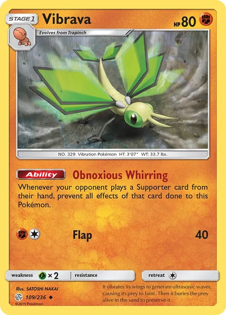 Vibrava, Pokémon card CEC 109 — Cosmic Eclipse set