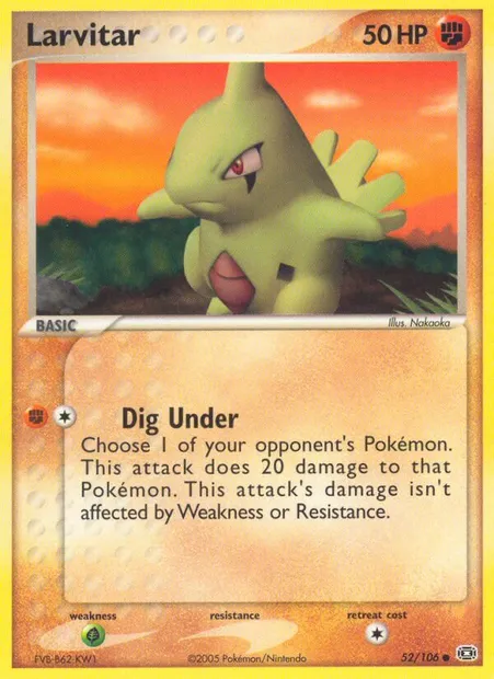 Larvitar, Pokémon card EM 52 — Emerald set