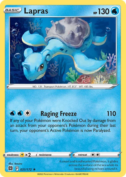 Lapras, Pokémon card BRS 031 — Brilliant Stars set