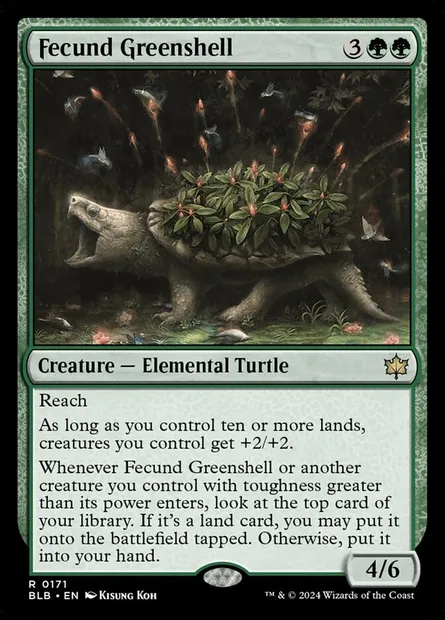 Fecund Greenshell, Magic card BLB 171 — Bloomburrow set