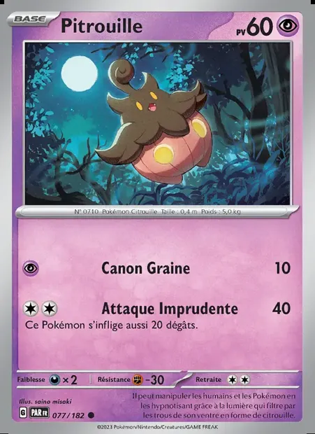 Pitrouille, carte Pokémon PAR 077 — extension Faille Paradoxe