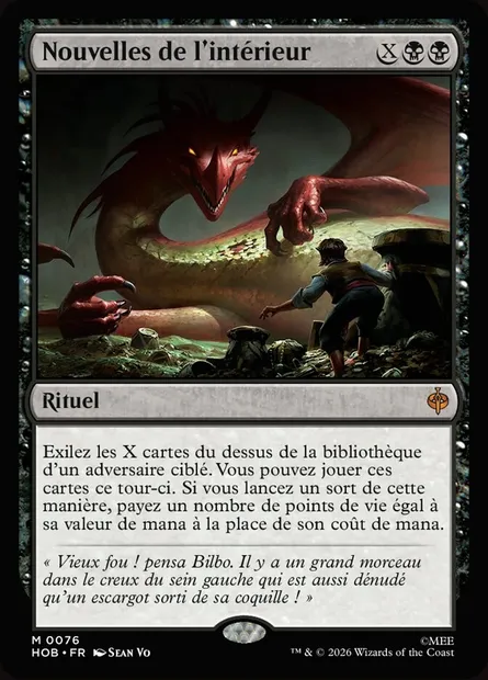 Nouvelles de l'intérieur, carte Magic HOB 76 — extension The Hobbit