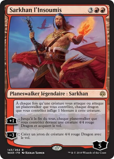 Sarkhan l'Insoumis, carte Magic WAR 143 — extension La guerre des Planeswalkers