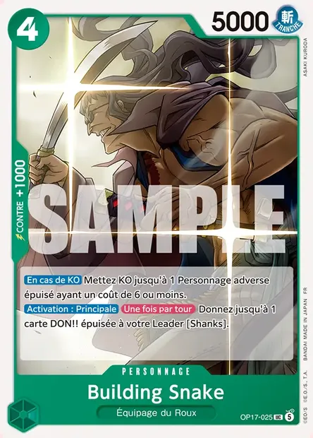 Building Snake, carte One Piece OP17-025 — extension LES GUERRIERS LES PLUS PUISSANTS AU MONDE