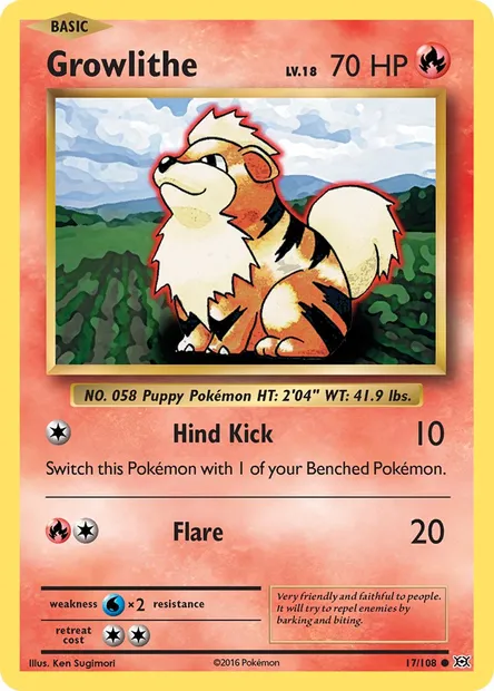 Growlithe, Pokémon card EVO 17 — Evolutions set