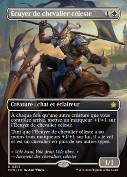 Écuyer de chevalier céleste, carte Magic FDN 301 — extension Foundations
