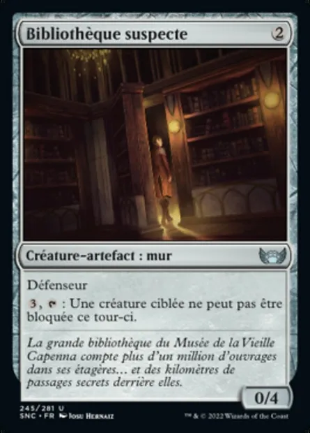 Bibliothèque suspecte, carte Magic SNC 245 — extension Les rues de la Nouvelle-Capenna