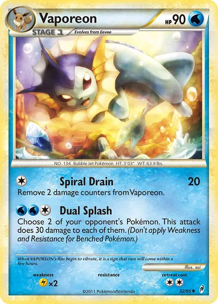 Aquali, carte Pokémon CL 52 — extension L'appel des Légendes