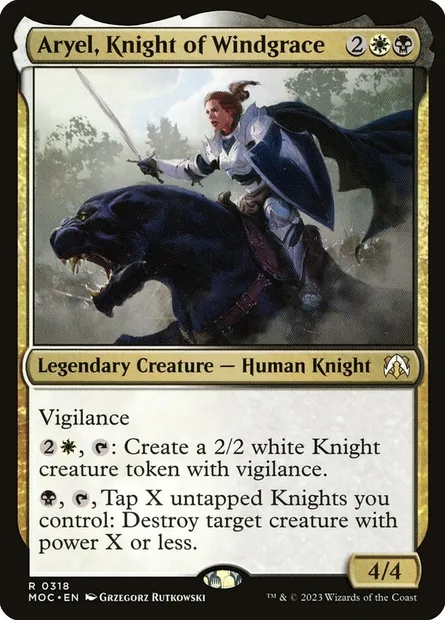 Aryel, Knight of Windgrace, Magic card MOC 318 — March of the Machine Commander set