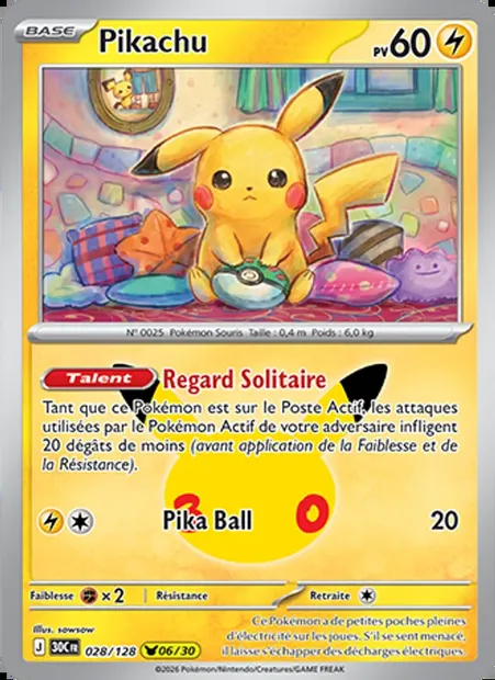 Pikachu, carte Pokémon 30C 028 — extension 30ᵉ Anniversaire