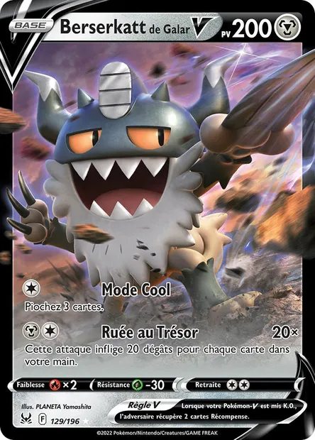 Berserkatt de Galar V, carte Pokémon LOR 129 — extension Origine Perdue