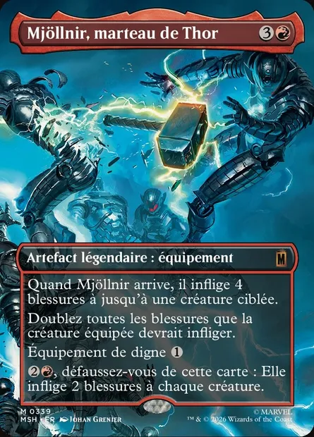 Mjöllnir, marteau de Thor, carte Magic MSH 339 — extension Marvel Super Heroes