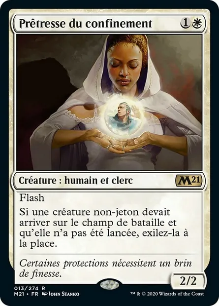 Prêtresse du confinement, carte Magic M21 13 — extension Core Set 2021